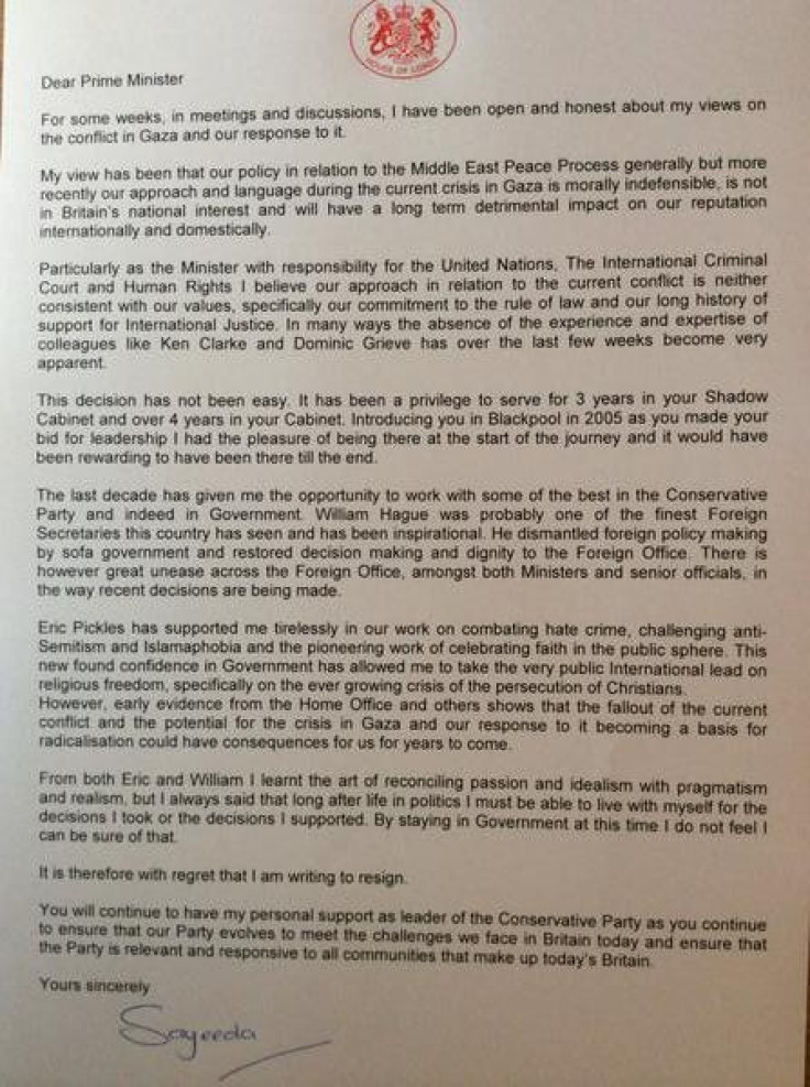 Warsi resignation letter
