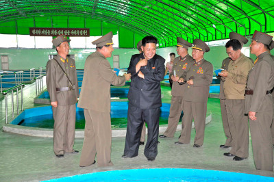 Kim Jong-un looking at things