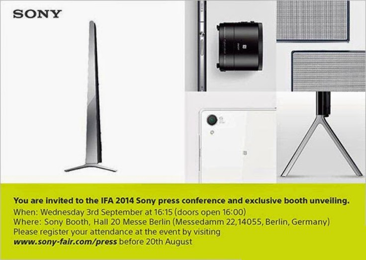 Sony IFA Press Event Invite Leaks, Hints at Xperia Z3 Launch Along With Z3 Compact and More