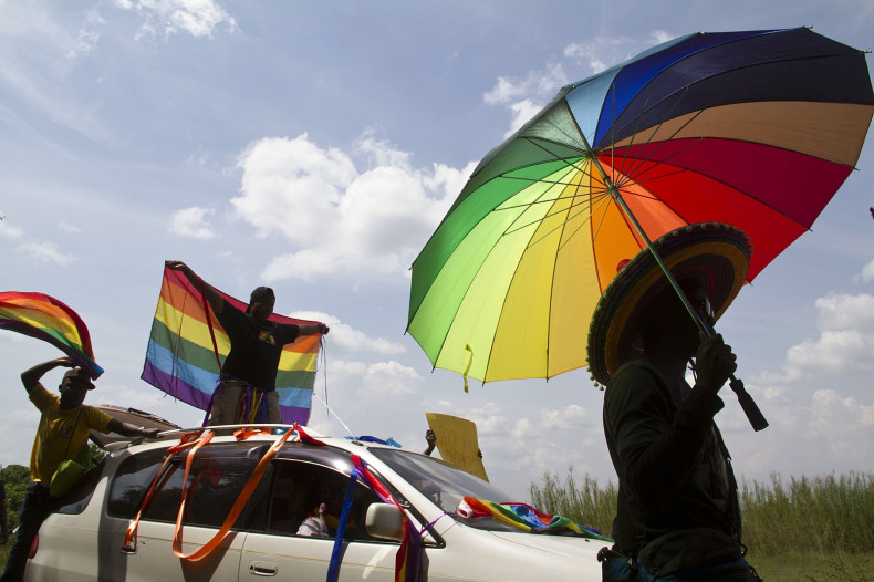 Ugandan's gather in Entebbe for the first gay pride rally since anti-homosexual legislation was repealed. (Getty Isaac Kasamani)