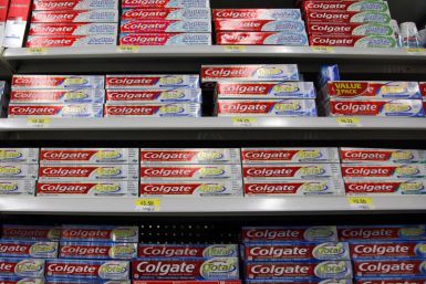 Boxes of Colgate toothpaste are displayed on store shelves in Westminster, Colorado