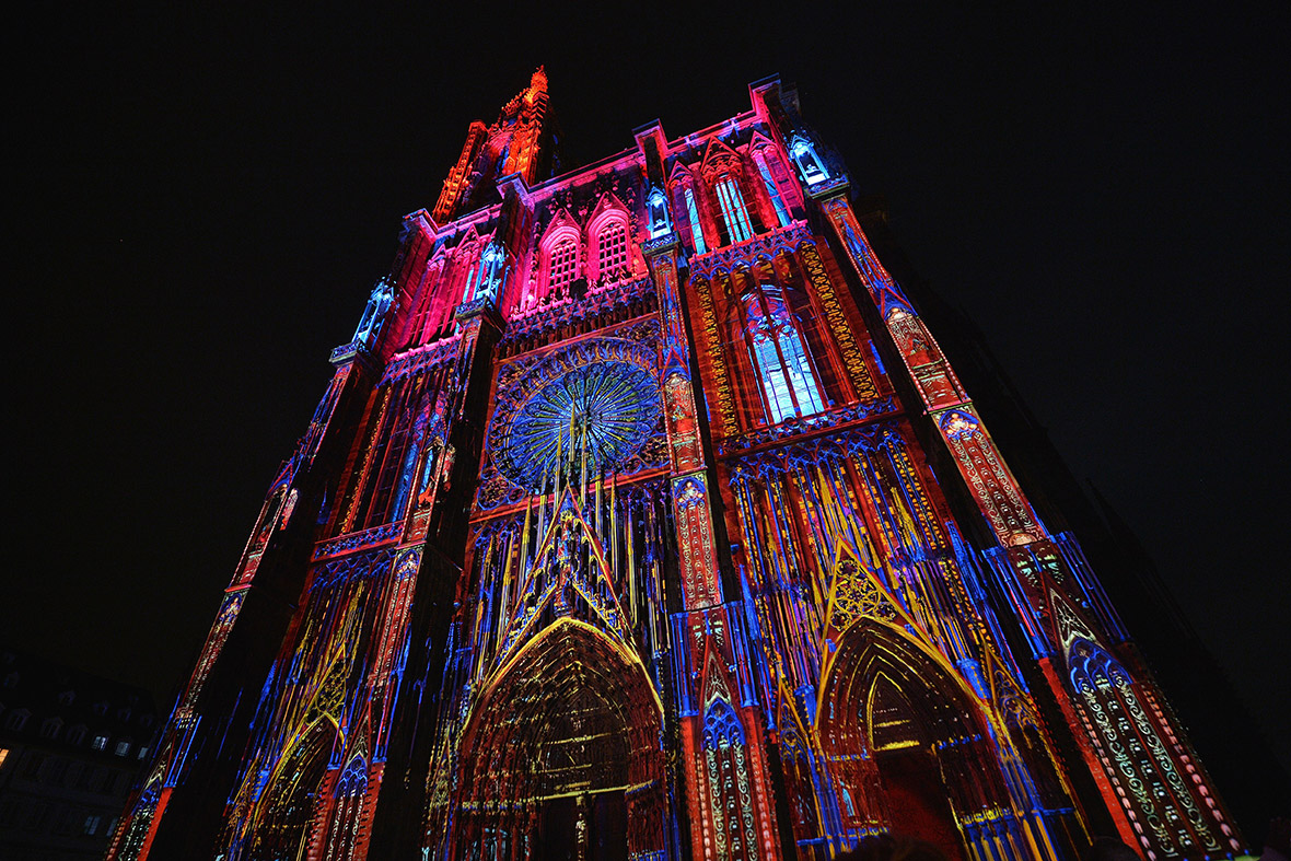 cathedral illuminated