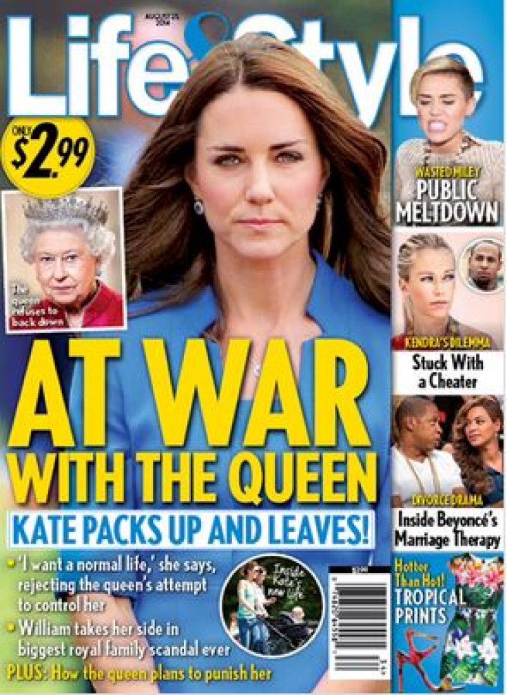 Life & Style magazine, 25 August issue says Kate Middleton is at "war" with the Queen