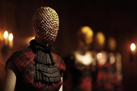 Creations by the late British designer Alexander McQueen are displayed during a preview at the Metropolitan Museum of Art in New York, May 2, 2011.