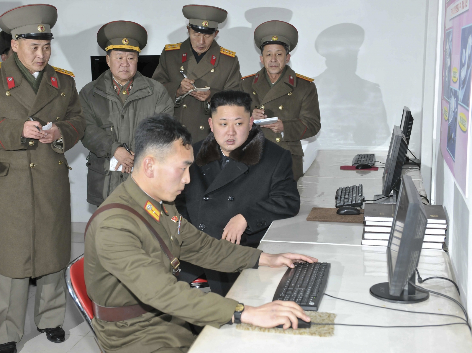 Kim Jong Un Looks At Things In North Korea.