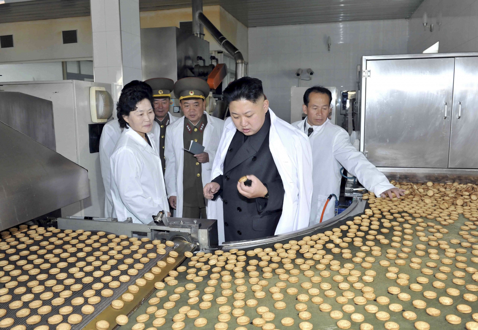 Kim Jong Un Looks At Things In North Korea.