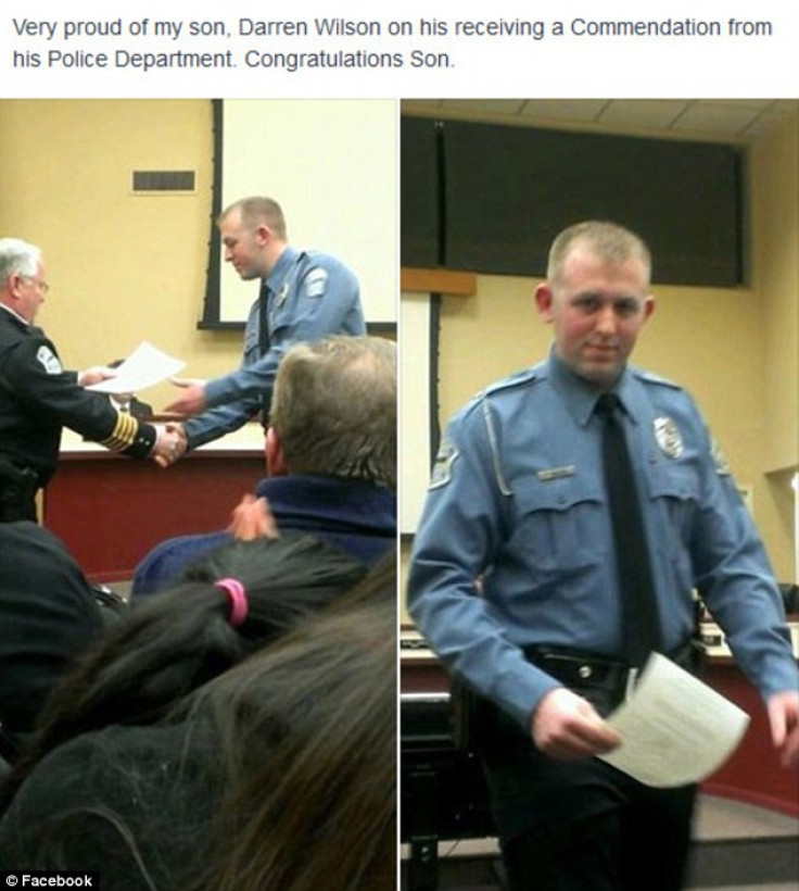 Darren Wilson receives a commendation, in a photograph uploaded onto Facebook by his father. (Facebook)