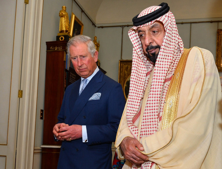 Prince Charles, Prince of Wales meets with President of the United Arab Emirates, Sheikh Khalifa bin Zayed Al Nahyan during his visit to Clarence House on May 1, 2013