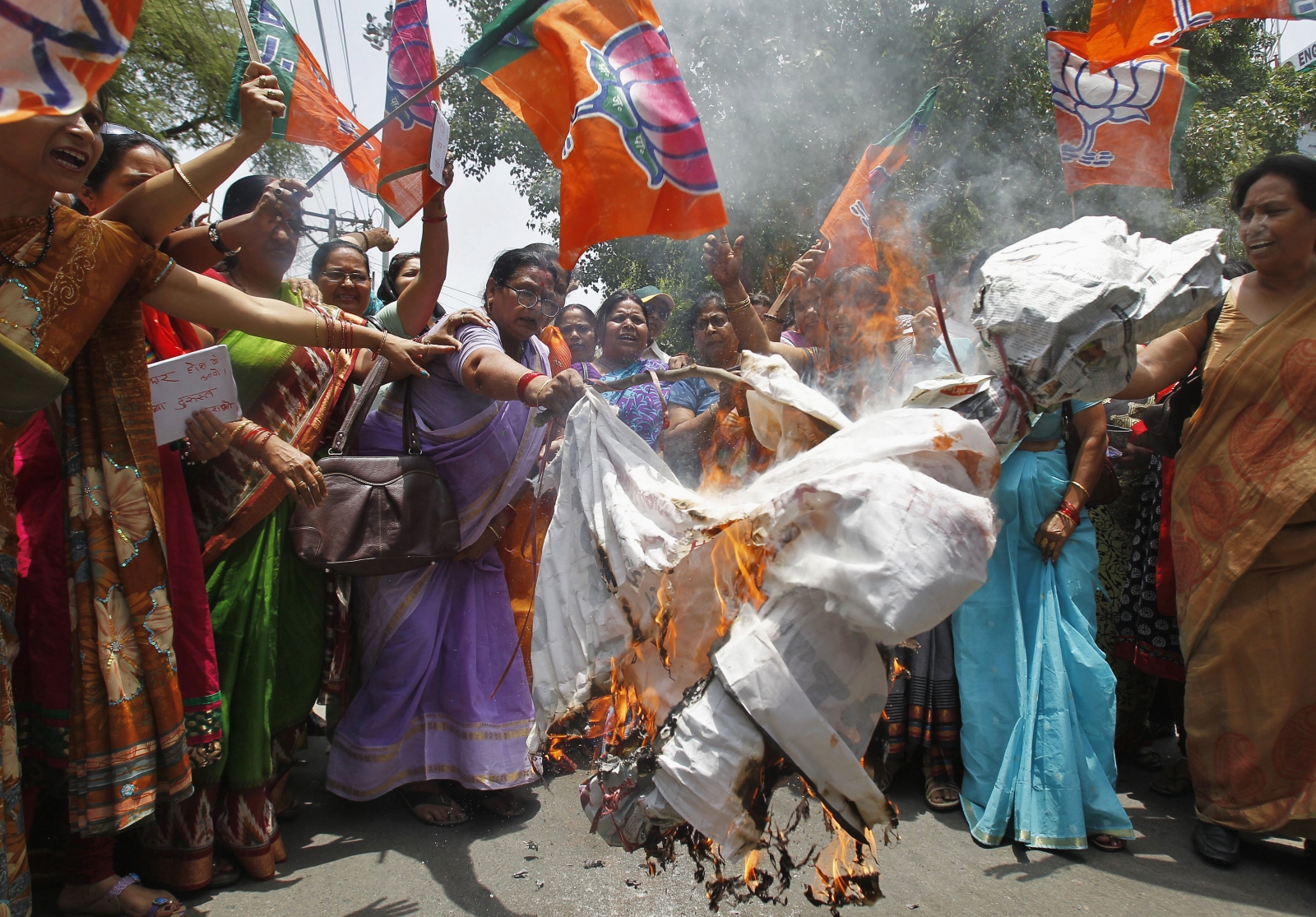 Uttar Pradesh BJP protest burning