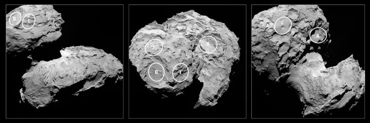 comet landing sites