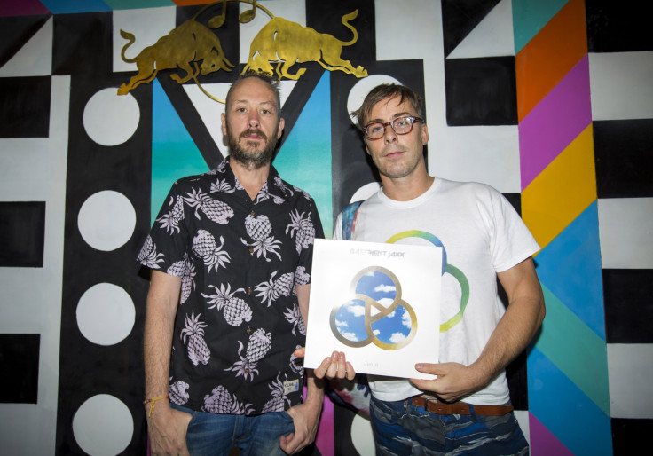 Simon Ratcliffe and Felix Buxton of Basement Jaxx backstage at the Red Bull Music Academy Sound System at Notting Hill Carnival