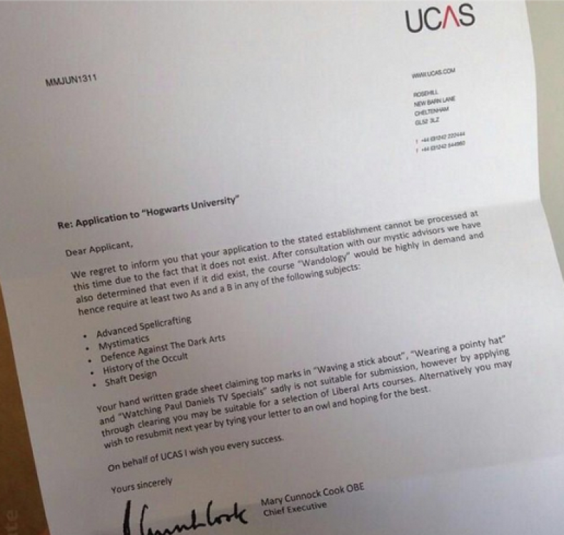 UCAS letter