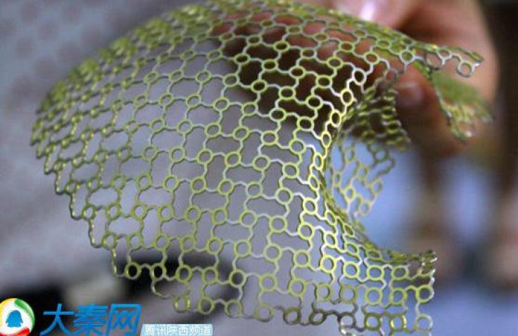 A close-up of the titanium mesh skull replacement, funded by Stryker