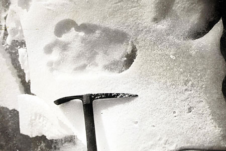 Photograph taken by Eric Shipton which he believed to be a yeti footprint. Photograph taken by Eric Shipton which he believed to be a yeti footprint.