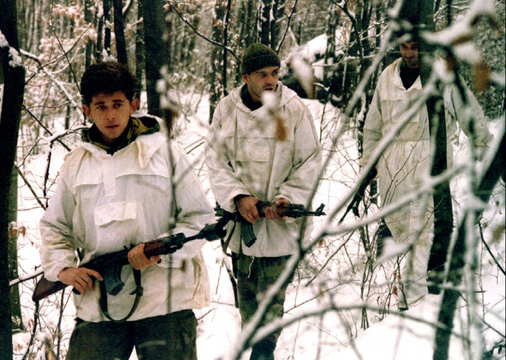 Bosnian Serb soldiers in reconnaissance patrol