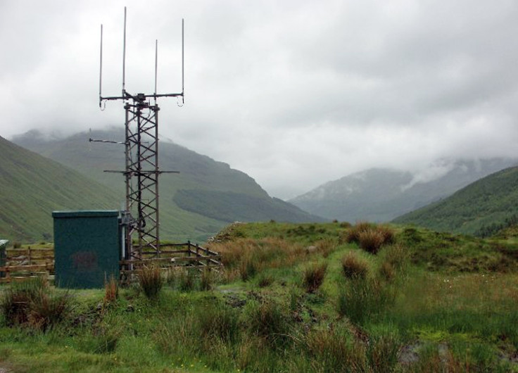 A mobile base station mounted on the side of a hill