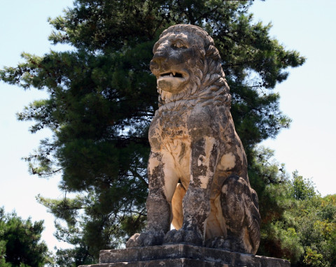 The Lion of Amphipolis once stood at the top of the burial mound found on Kasta Hill