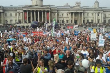 Protestors in Trafalgar Square