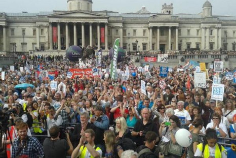 Protestors in Trafalgar Square