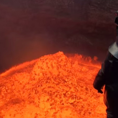 Explorer descends into volcano