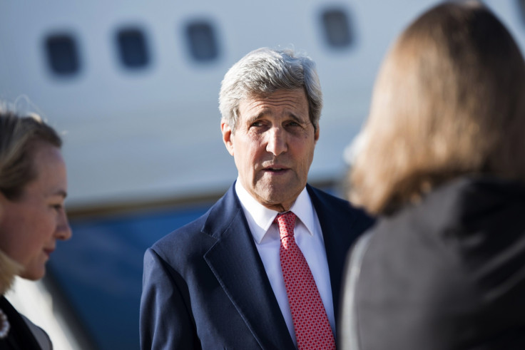 U.S. Secretary of State John Kerry arrives at Queen Alia Airport in Amman