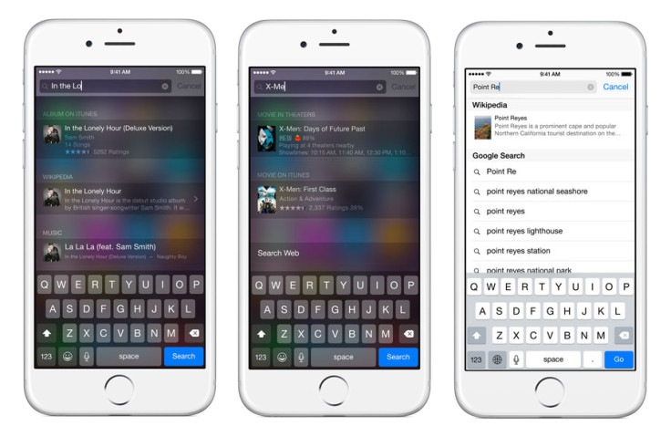 The Spotlight function on iOS 8