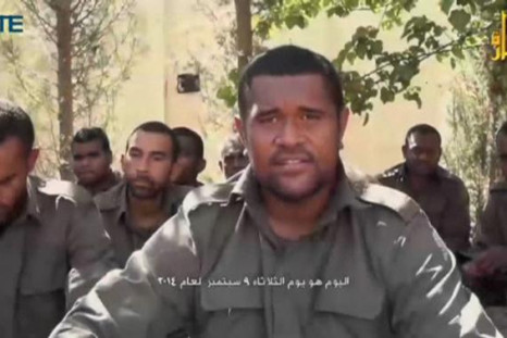 An unidentified U.N. peacekeeper and hostage speaks in an unknown location, in this still image from video said to be recorded by the al-Qaeda-backed al-Nusra Front