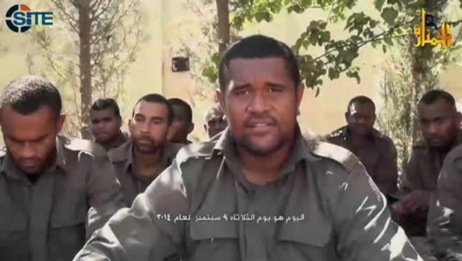 An unidentified U.N. peacekeeper and hostage speaks in an unknown location, in this still image from video said to be recorded by the al-Qaeda-backed al-Nusra Front
