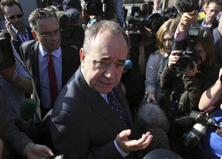 Scotland's First Minister Alex Salmond speaks to members of the media as he campaigns in Edinburgh, Scotland September 10, 2014