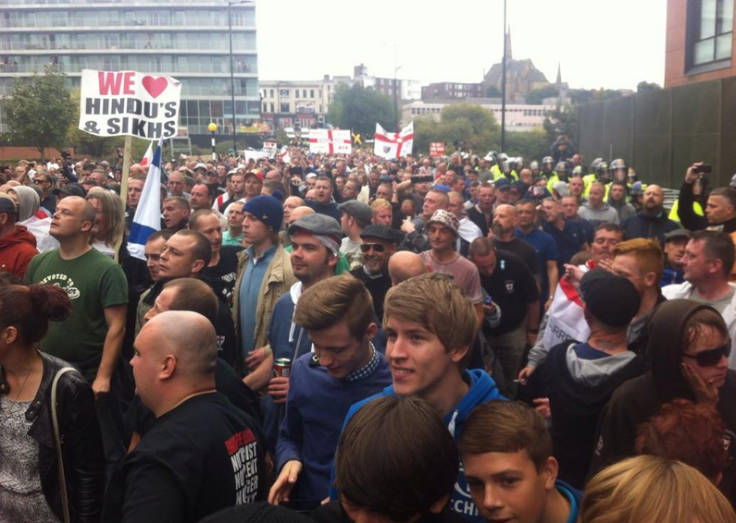 Protestors at EDL march in Rotherham