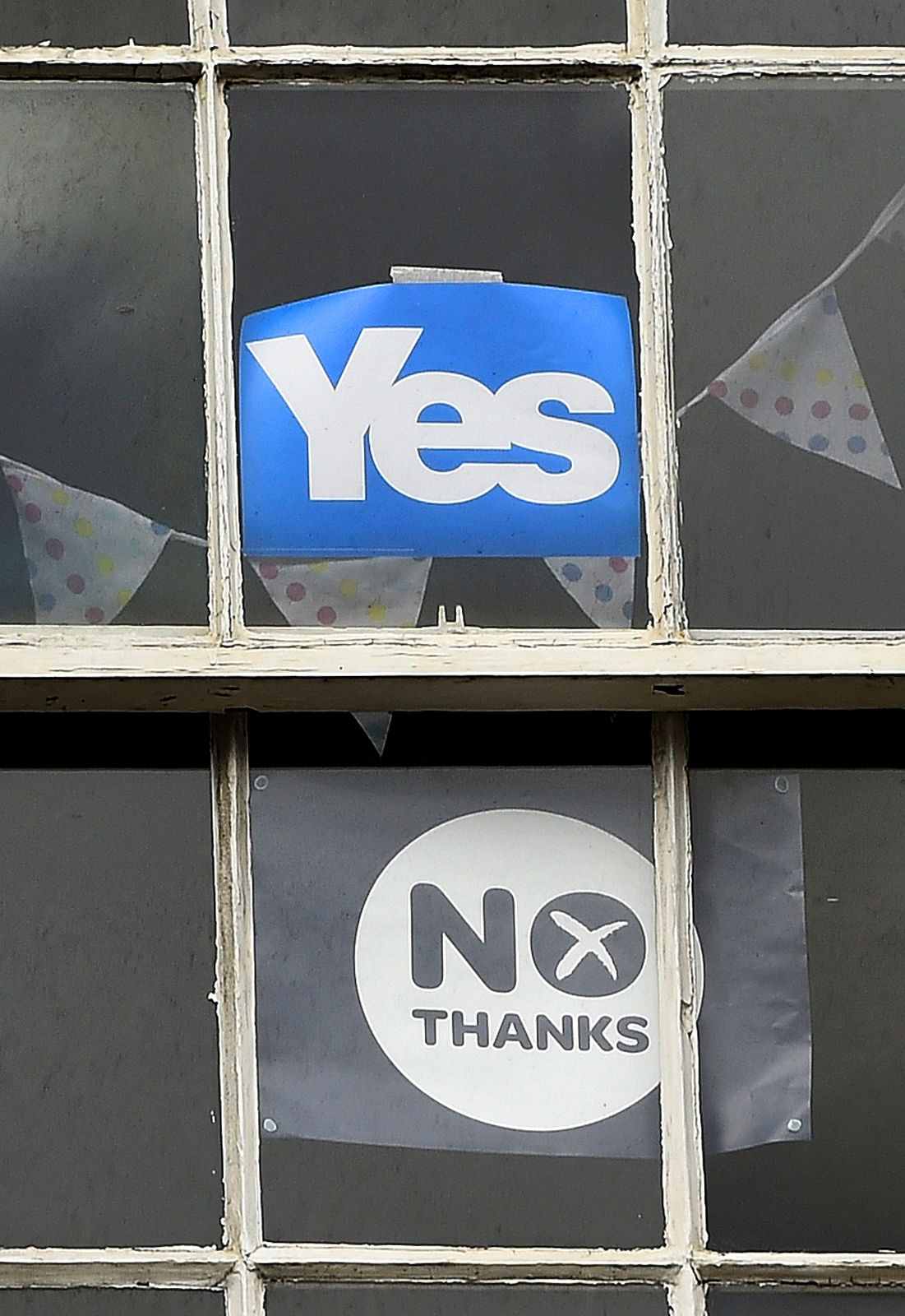 Yes and No signs in Edinburgh window