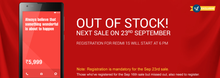 Xiaomi Sells 40K Redmi 1S Units in 3.5 seconds in Third Flash Sale: Registrations for 23 September Flash Sale Opens Soon Xiaomi Sells 40K Redmi 1S Units in 3.5 seconds in Third Flash Sale: Registrations for 23 September Flash Sale Opens Soon