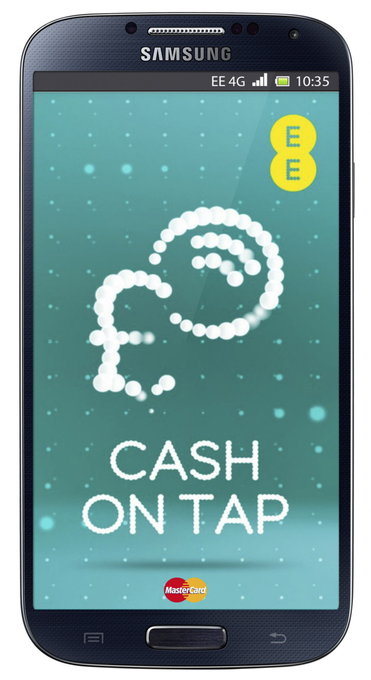 EE's Cash on Tap mobile app on an NFC-enabled Samsung smartphone