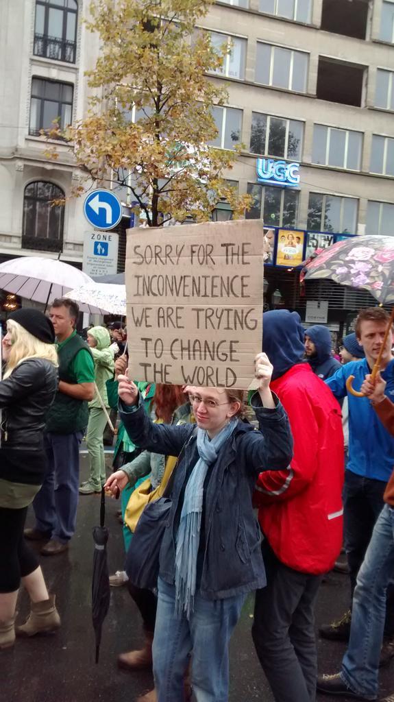 Peoples Climate March, Brussels, apology sign