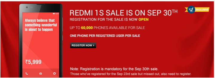 Xiaomi Reportedly Sells 60,000 Redmi 1S Smartphones in just 5.2 Seconds in Fourth Flash Sale: Registrations for Fifth Flash Sale Now Open Xiaomi Reportedly Sells 60,000 Redmi 1S Smartphones in just 5.2 Seconds in Fourth Flash Sale: Registrations for Fifth Flash Sale Now Open