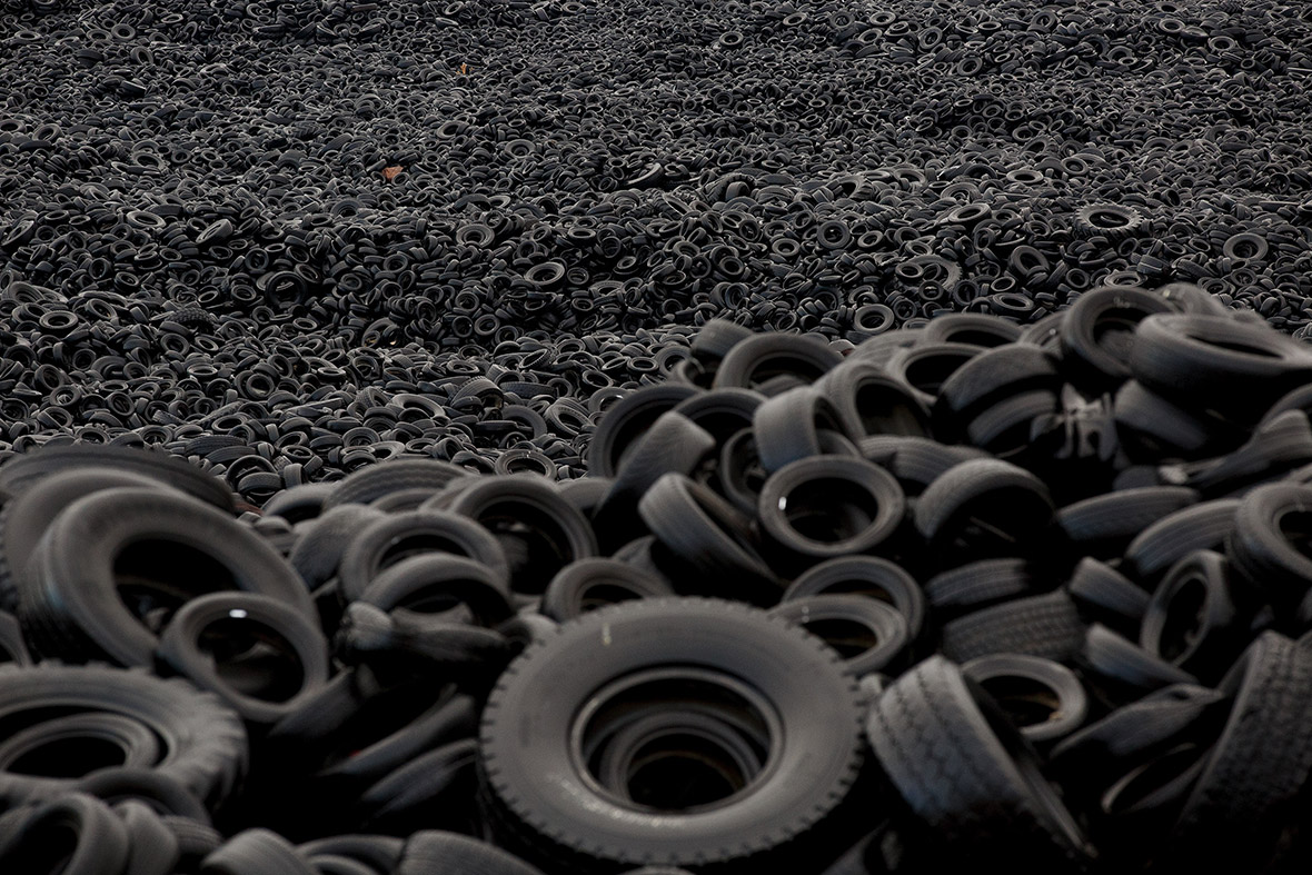 millions of tyres dumped near Sesena, a ghost town in Spain