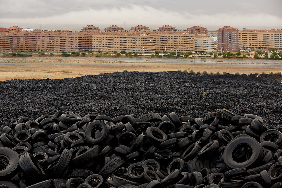 millions of tyres dumped near Sesena, a ghost town in Spain