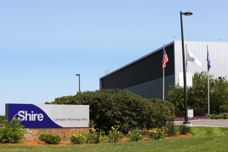 A sign sits in front of Shire's manufacturing facility in Lexington, Massachusetts