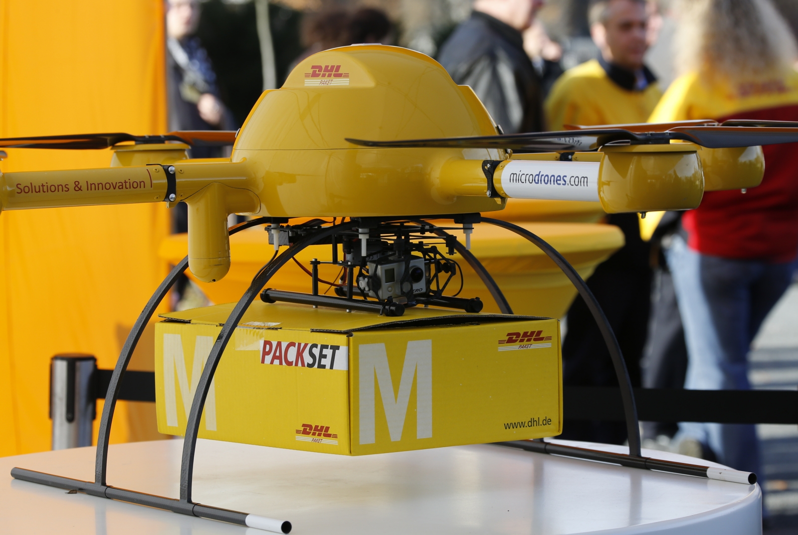 DHL's Paketkopter drone - a new month-long trial will see the drone being flown over 7.5 miles to deliver medication to a remote German island