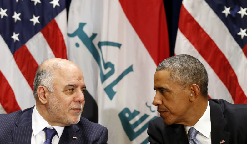 U.S. President Barack Obama meets with Iraqi Prime Minister Haider al-Abadi during the United Nations General Assembly in New York