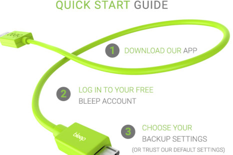 Bleep Smartphone Charging Cable Automatically Backs Up and Stores All Your Confidential Data Without Requiring Internet