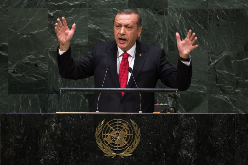 Turkey's President Recep Tayyip Erdogan addresses the 69th United Nations General Assembly at the UN headquarters in New York