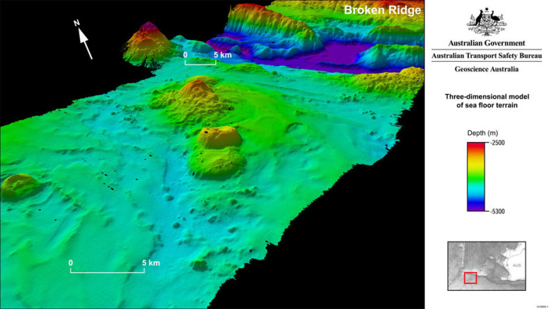 Three-dimensional maps of the southern Indian Ocean floor where search continues for Flight MH370