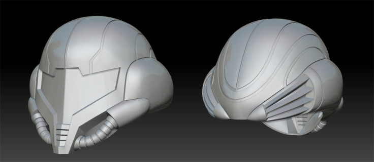 The 3D model of the helmet, created in Maya and refined in ZBrush
