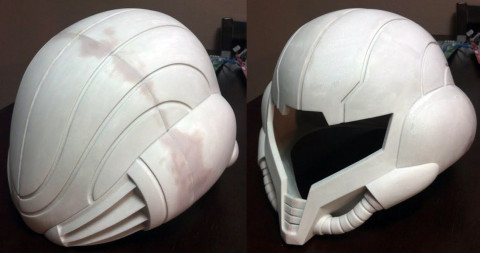 Gluing the pieces of 3D-printed helmet together