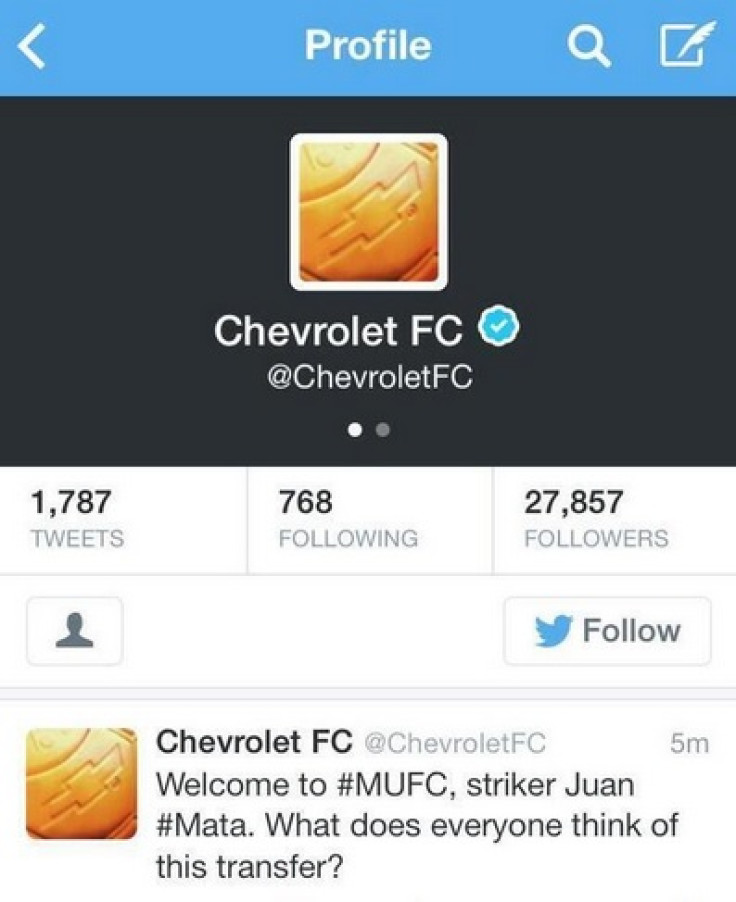 Chevrolet Juan Mata tweet