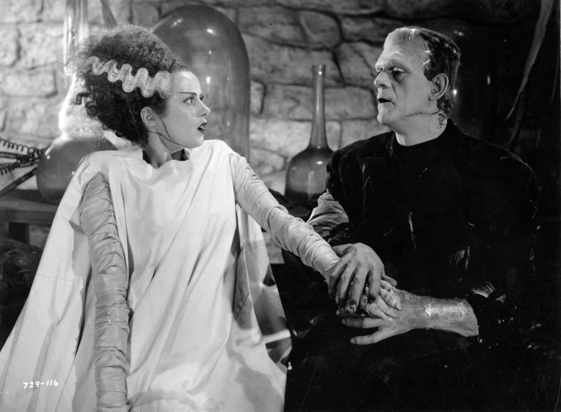 Film still of Elsa Lanchester and Boris Karloff in The Bride of Frankenstein, 1939 © Universal / The Kobal Collection