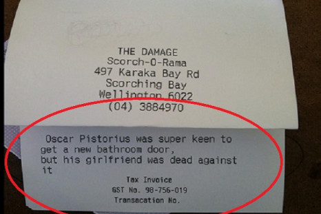 Restaurant 'sorry' after joke about Oscar Pistorius'  girlfriend being 'dead against door' leaves bad taste