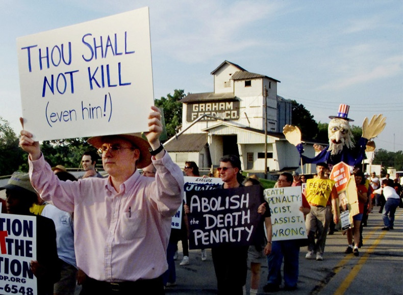Protesters demonstrate against the US death penalty