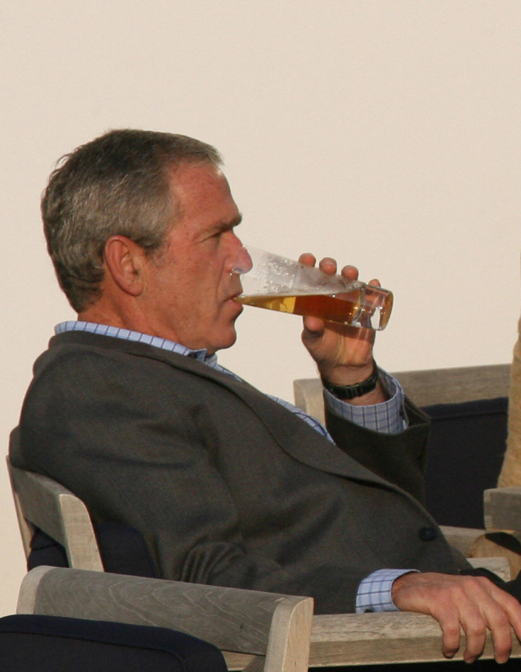 George W Bush sips a non-alcoholic beer in Germany in 2007.